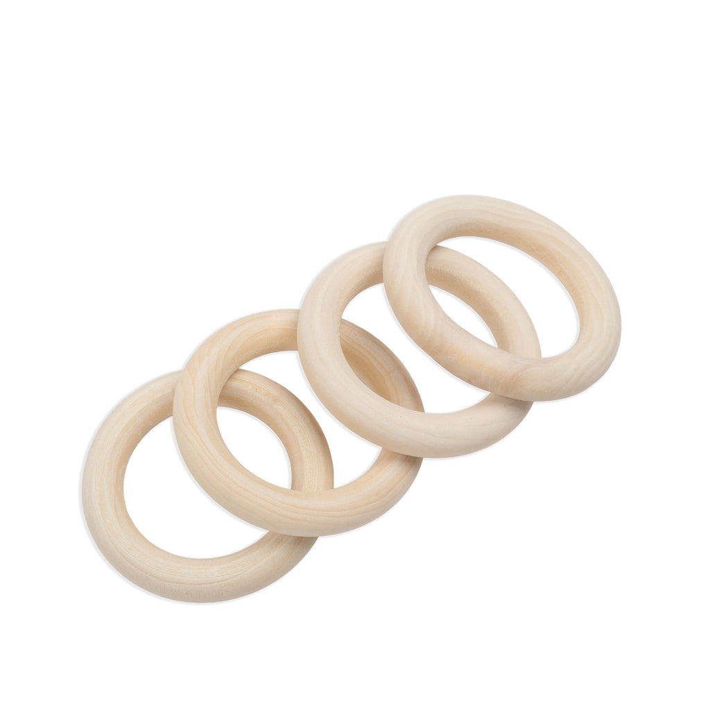 Wooden Rings 6cm Cream 4Pc