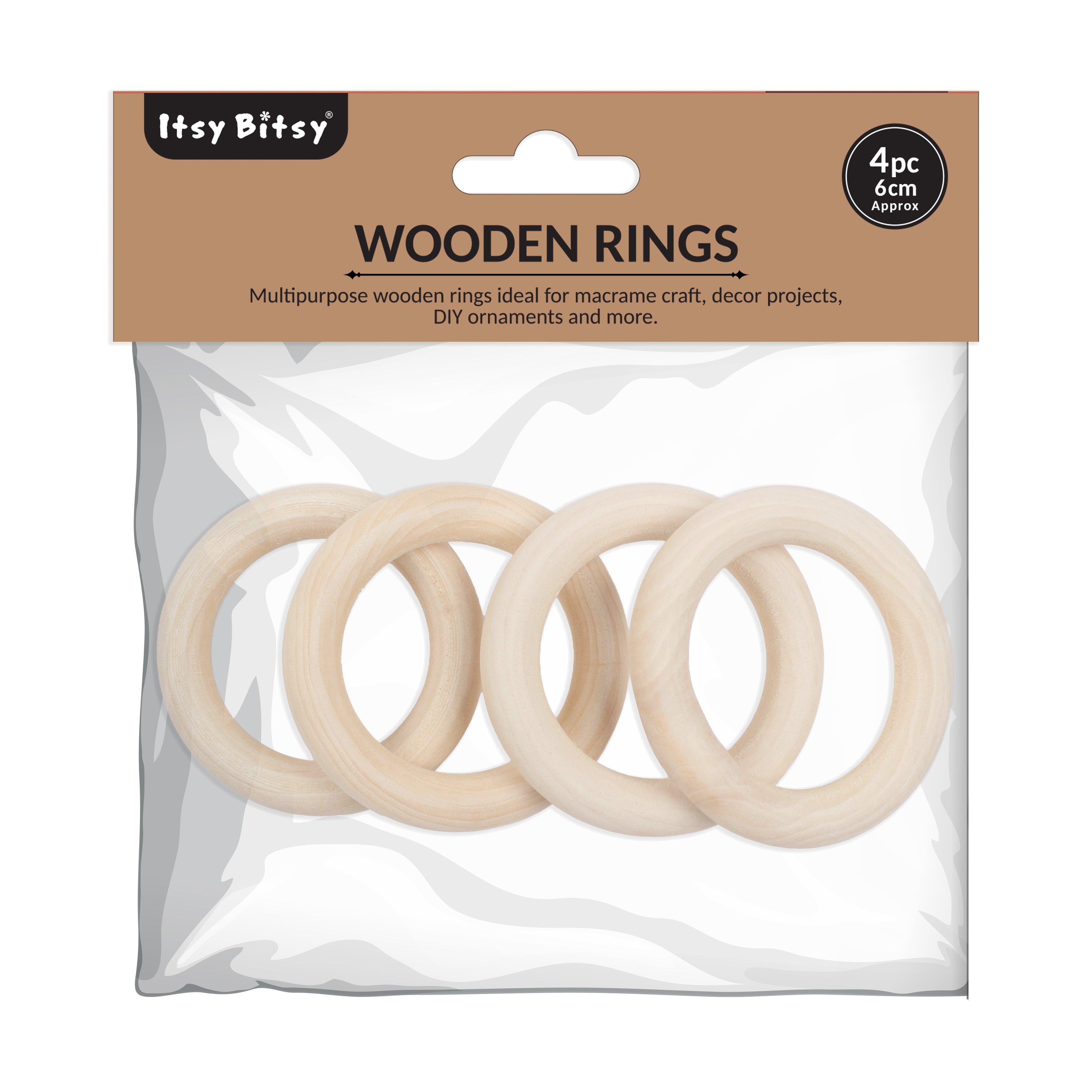 Wooden Rings 6cm Cream 4Pc