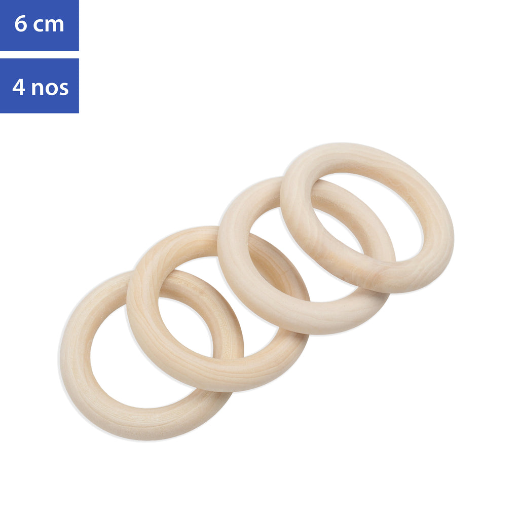 Wooden Rings 6cm Cream 4Pc