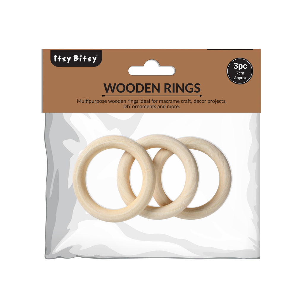 Wooden Rings 7cm Cream 3Pc