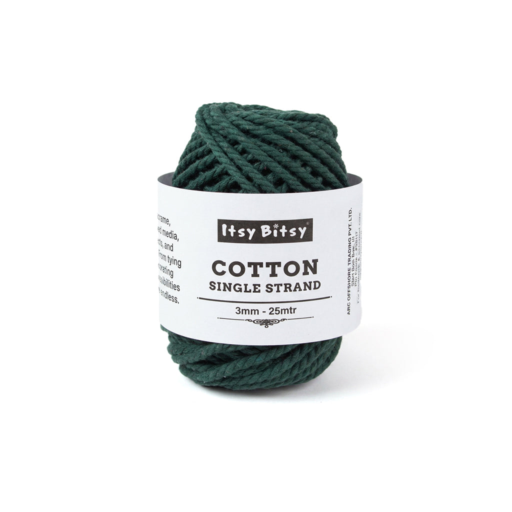 Cotton Twisted Cord Forest Green 3mm 3Ply 25Mtr Roll