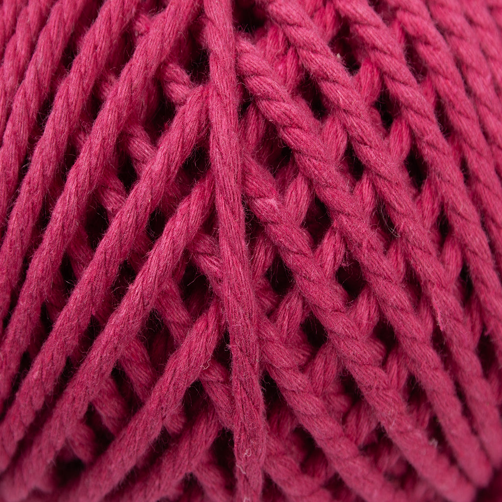 Cotton Twisted Cord Hot Pink 3mm 3Ply 25Mtr Roll