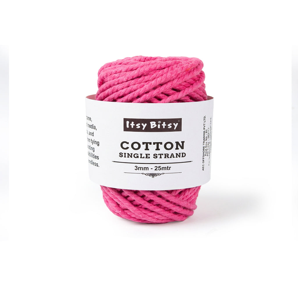 Cotton Twisted Cord Barbie Pink 3mm 3Ply 25Mtr Roll