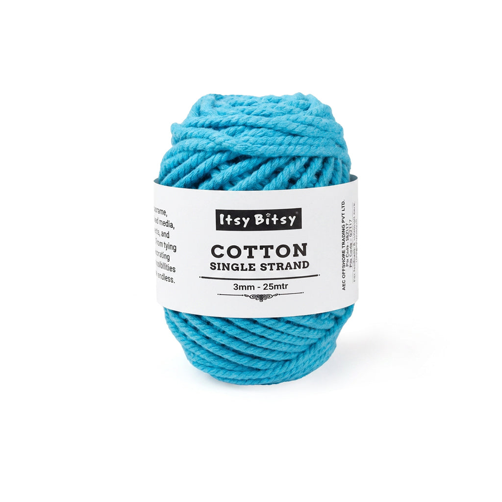 Cotton Twisted Cord Fusion Blue 3mm 3Ply 25Mtr Roll