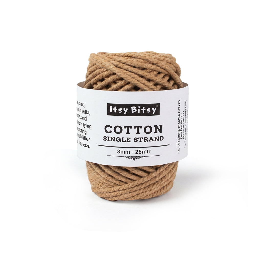 Cotton Twisted Cord Camel 3mm 3Ply 25Mtr Roll