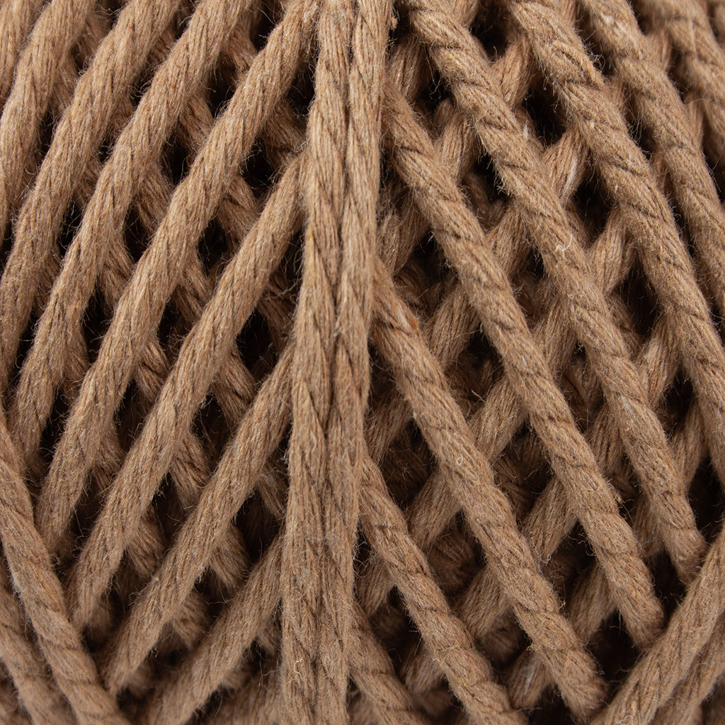 Cotton Twisted Cord Camel 3mm 3Ply 25Mtr Roll