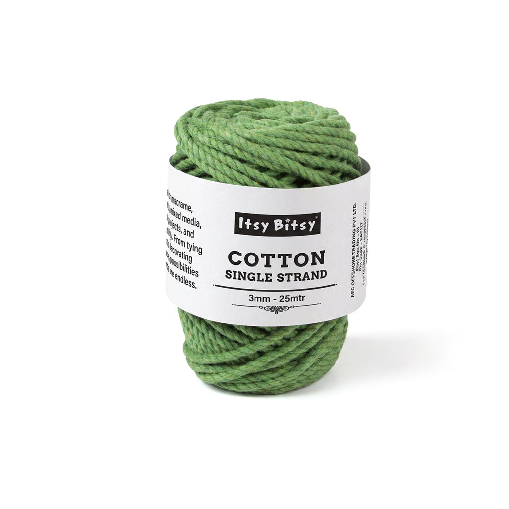Cotton Twisted Cord Leaf Green 3mm 3Ply 25Mtr Roll