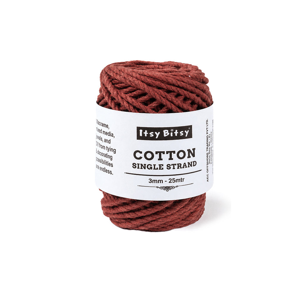 Cotton Twisted Cord Rust 3mm 3Ply 25Mtr Roll