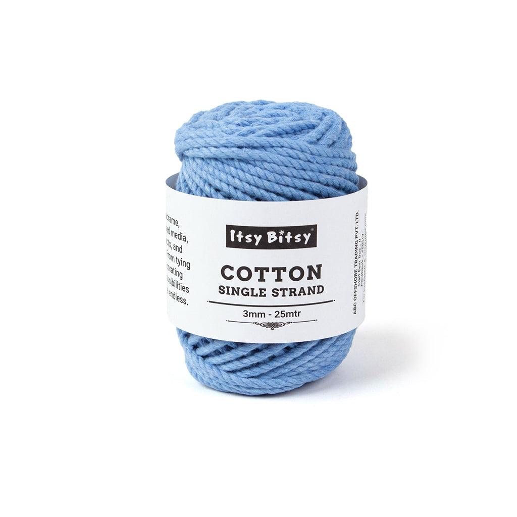 Cotton Twisted Cord Sky Blue 3mm 3Ply 25Mtr Roll