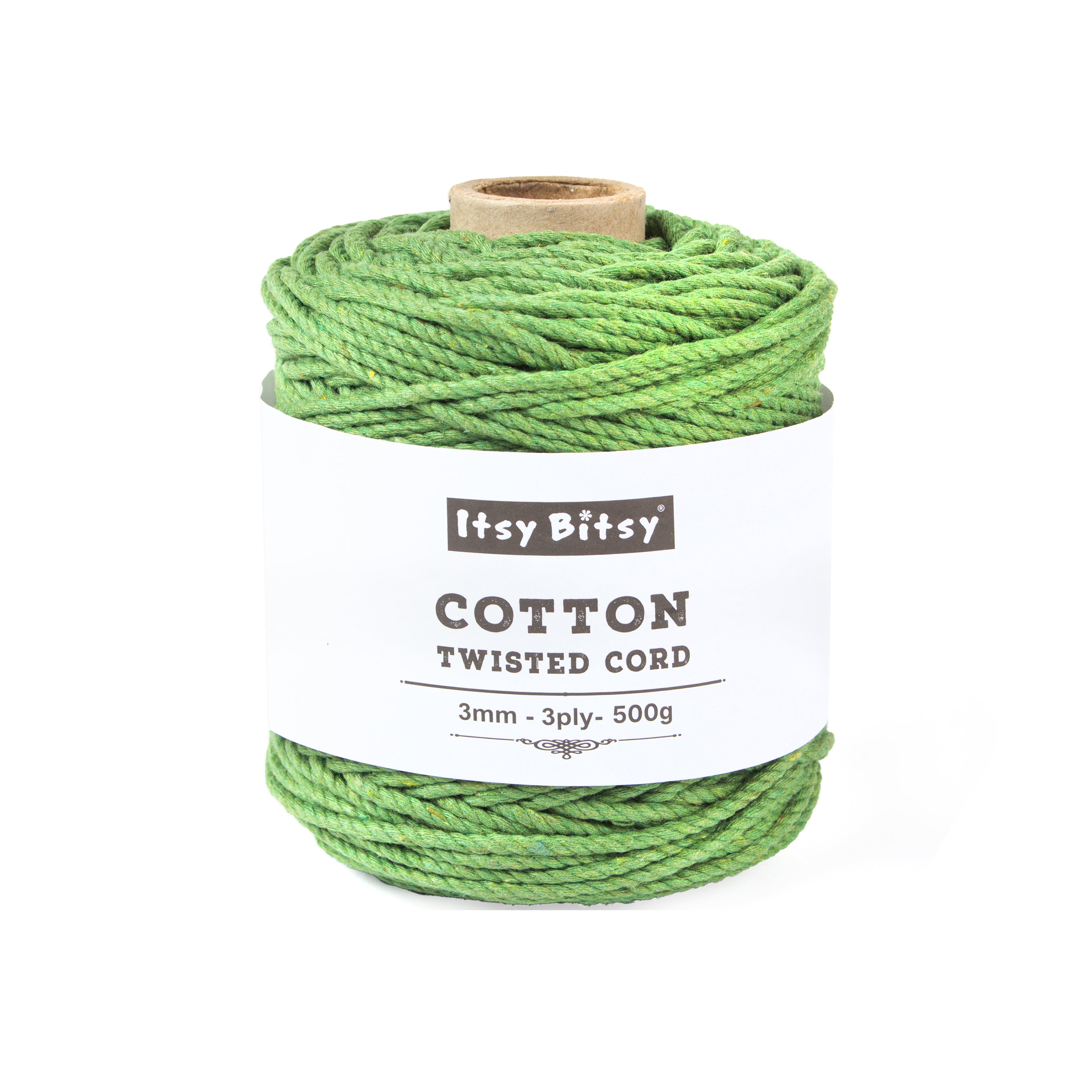 Cotton Twisted Cord Leaf Green 3mm 3 Ply 500gm Roll