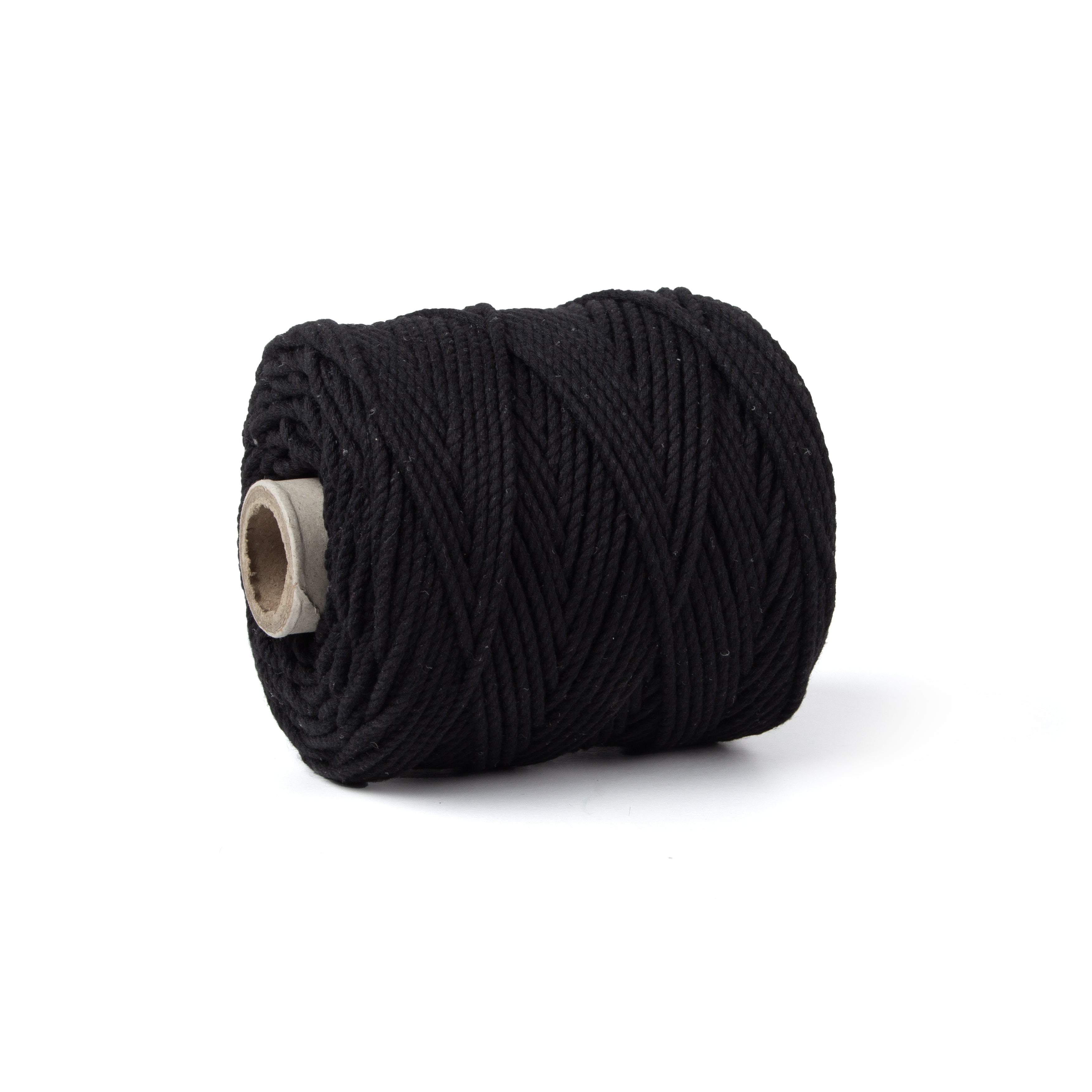 Cotton Twisted Cord Black 3mm 3 Ply 500gm Roll