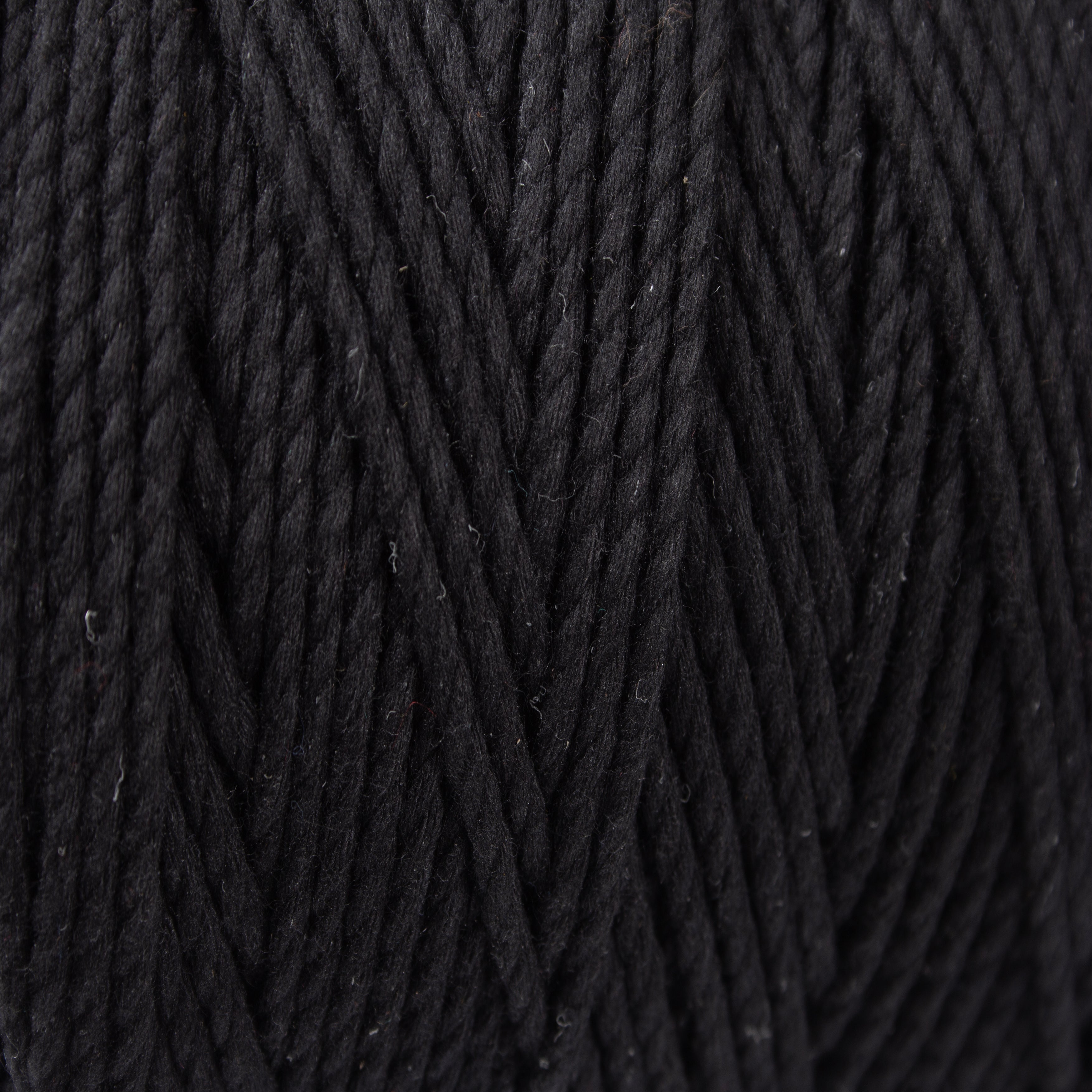 Cotton Twisted Cord Black 3mm 3 Ply 500gm Roll