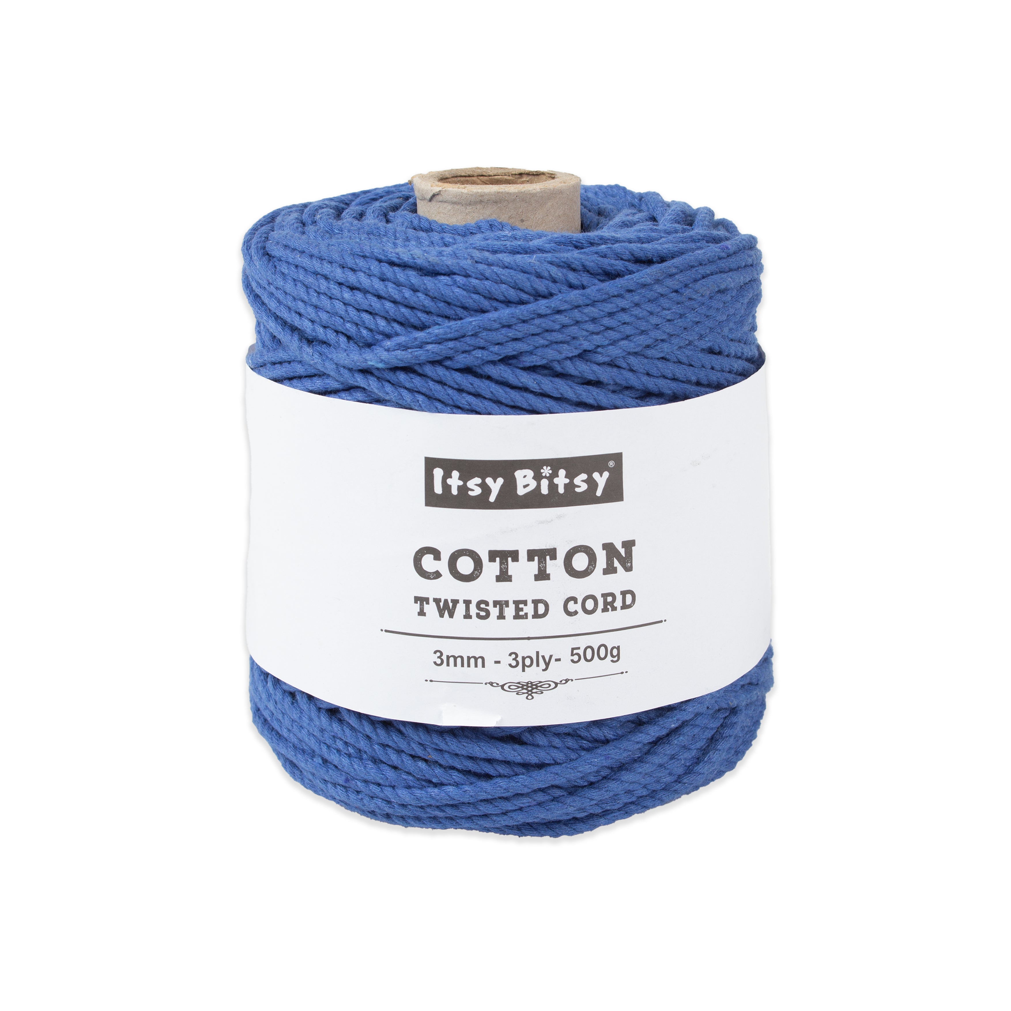 Cotton Twisted Cord Royal Blue 3mm 3 Ply 500gm Roll