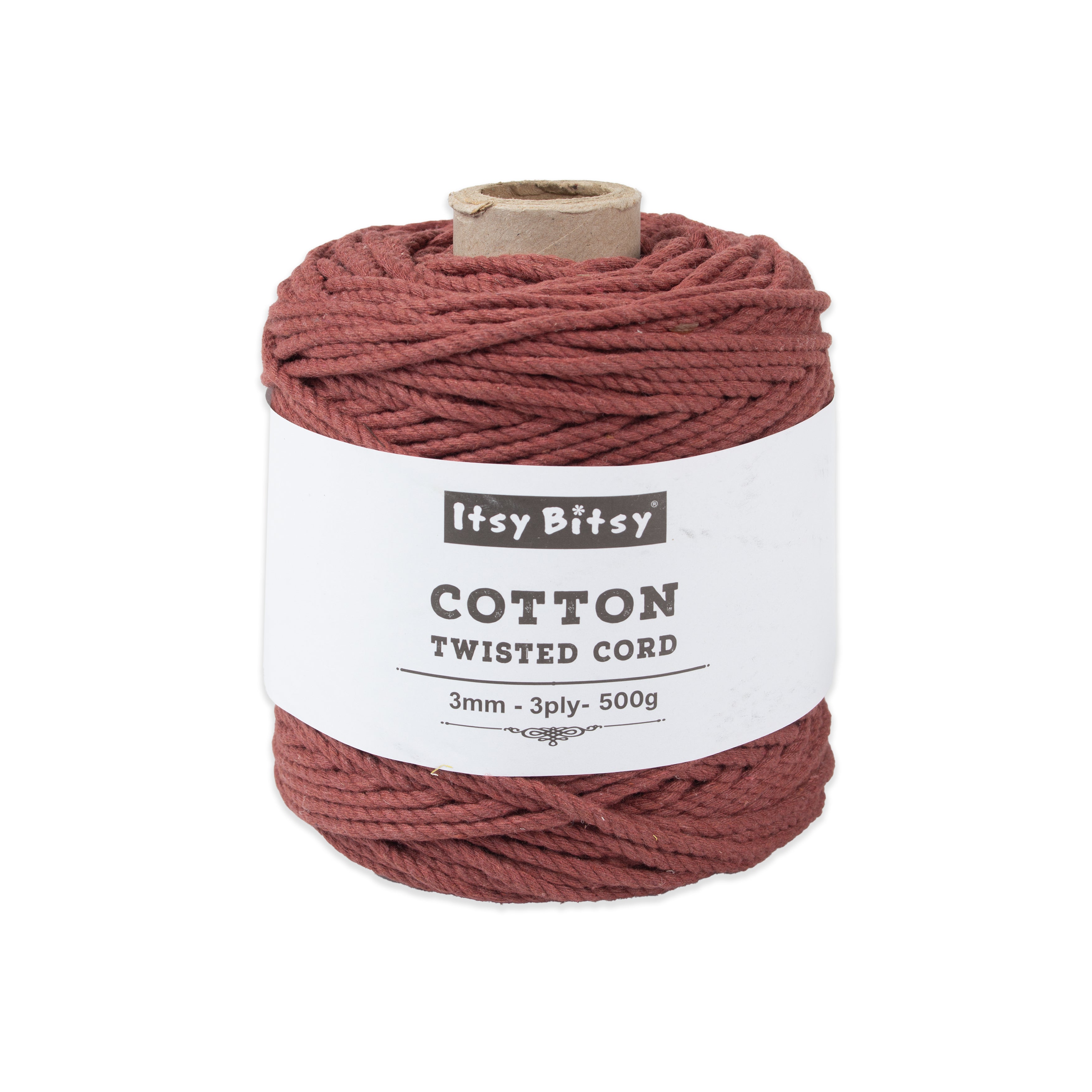 Cotton Twisted Cord Rust 3mm 3 Ply 500gm Roll