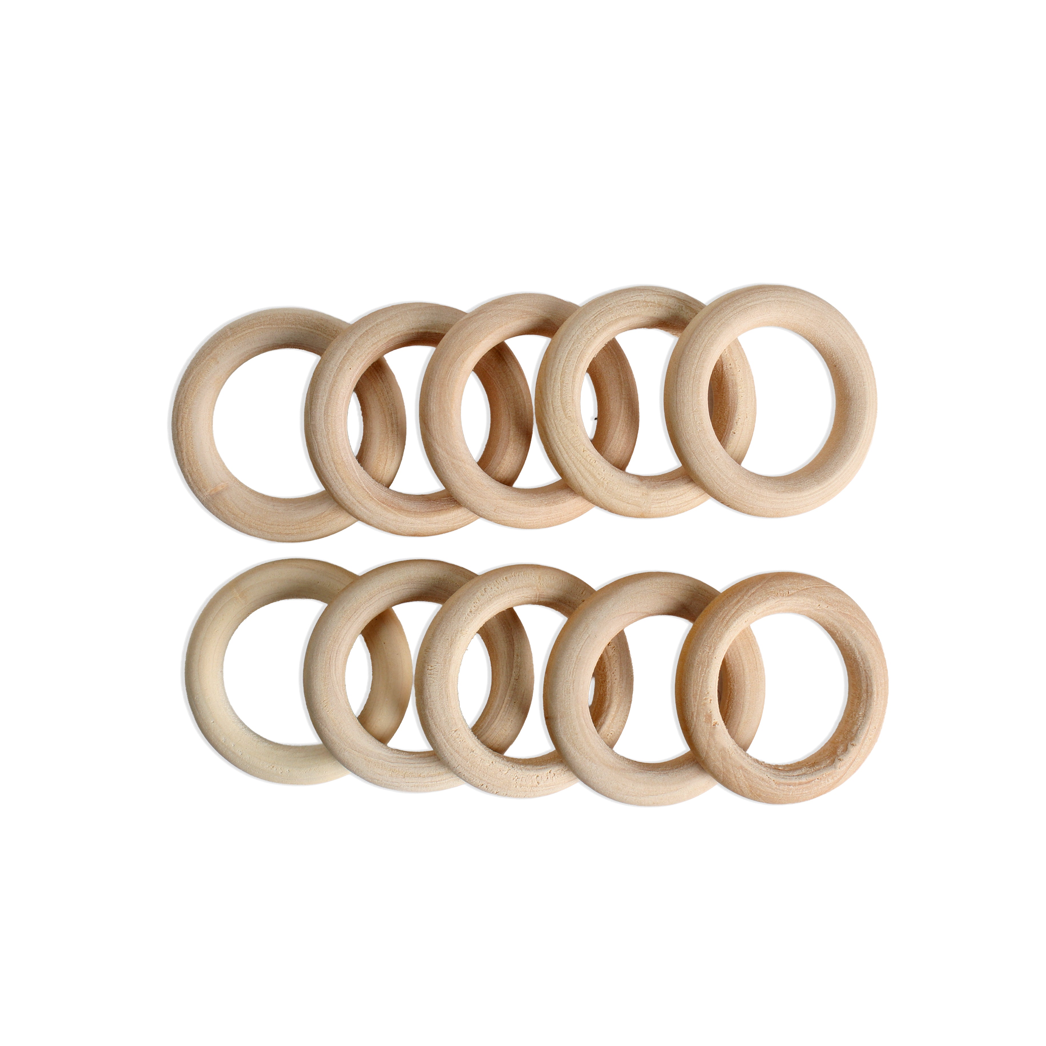 Wooden Rings 3.5cm Cream 10Pc