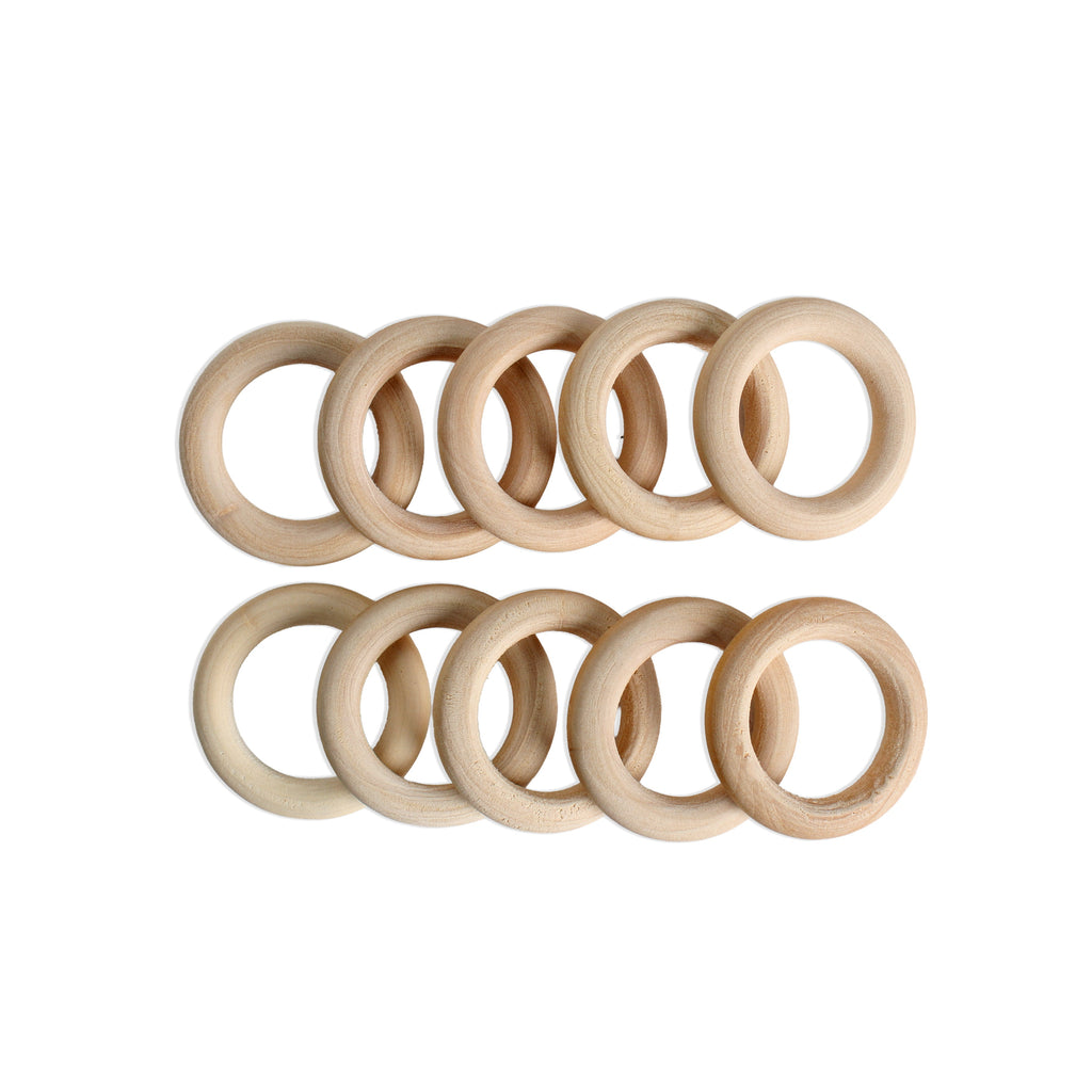 Wooden Rings 3.5cm Cream 10Pc