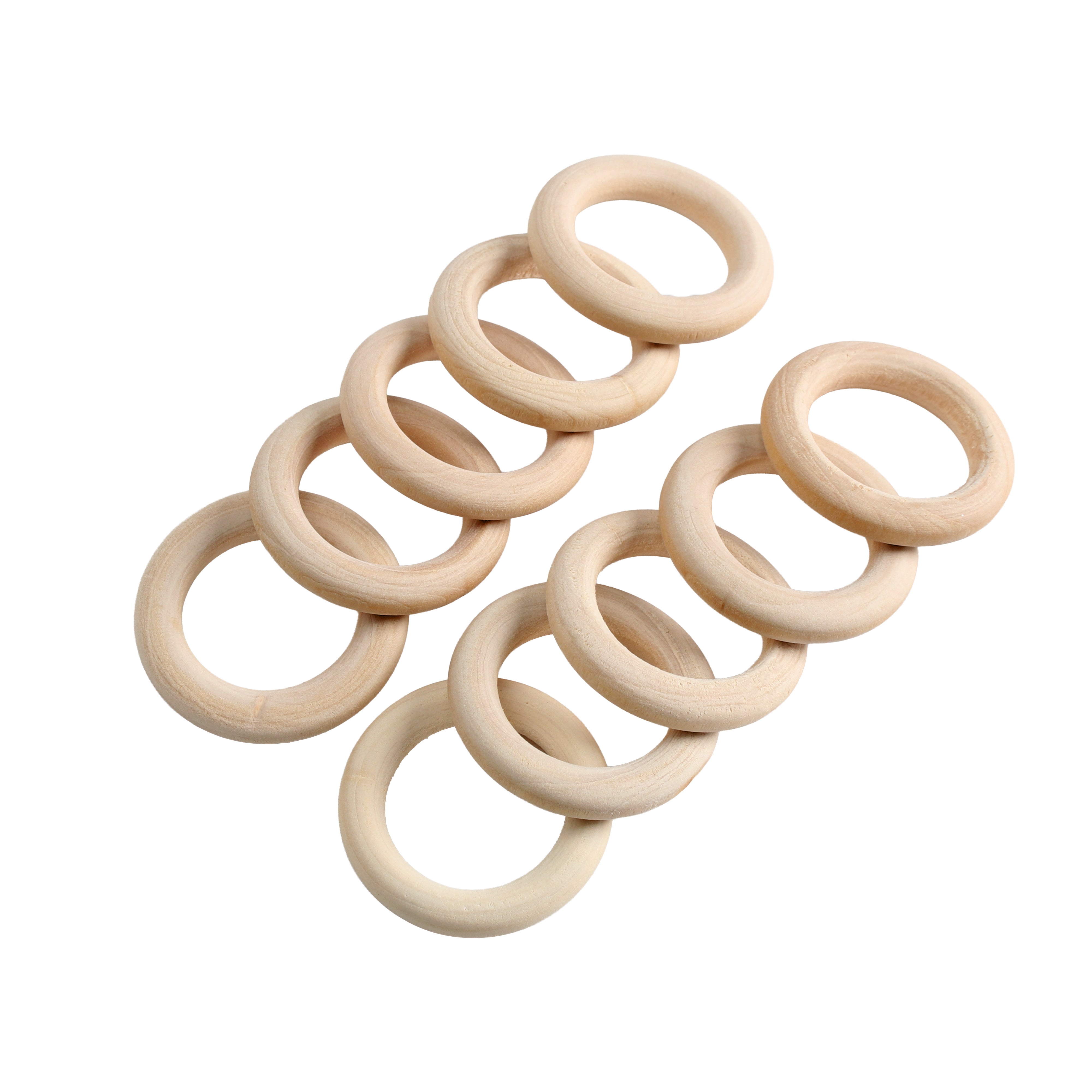 Wooden Rings 3.5cm Cream 10Pc