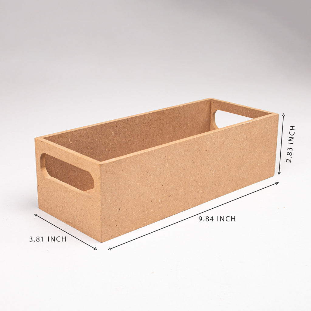 MDF Tray With Handle Rectangular Big Approx L 9.84 X W 3.81 X H 2.83In 5Mm Thick 1 Pc