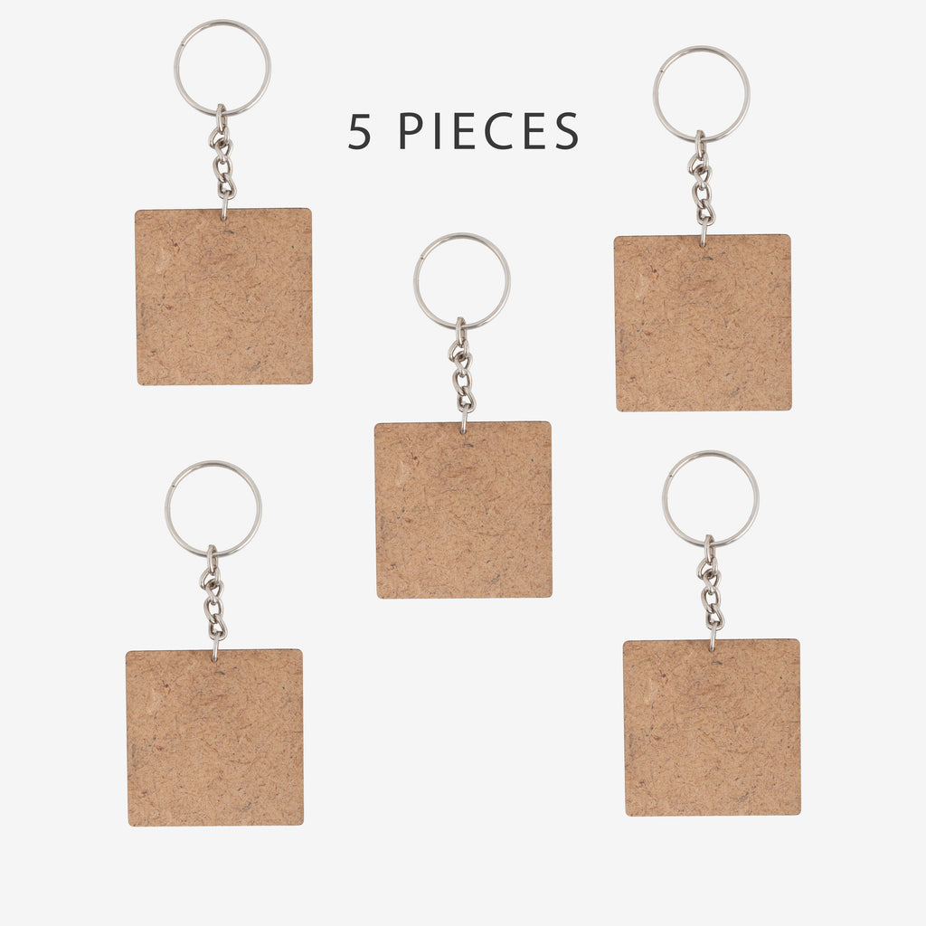 MDF Keychain Square 5 X5cm 2mm Thick 5pc