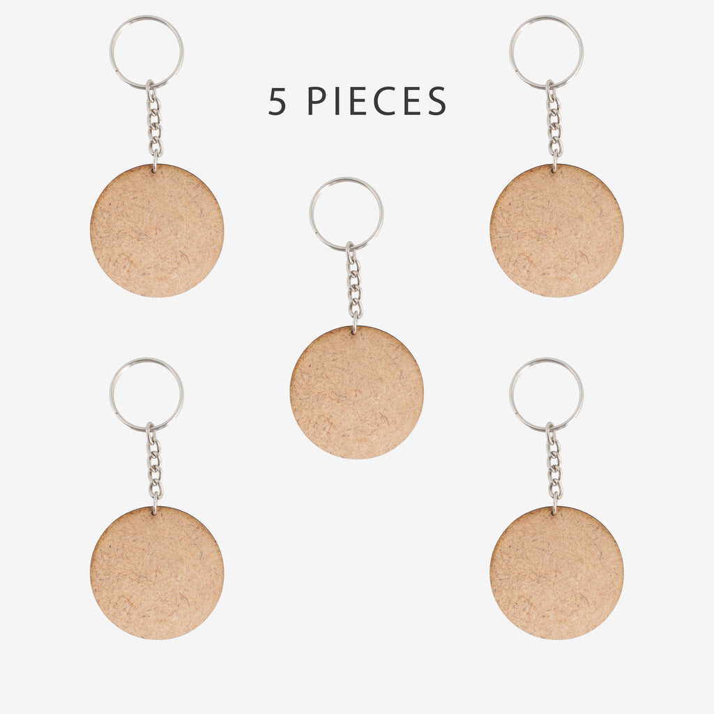 MDF Keychain Round 5cm Dia 2mm Thick 5pc