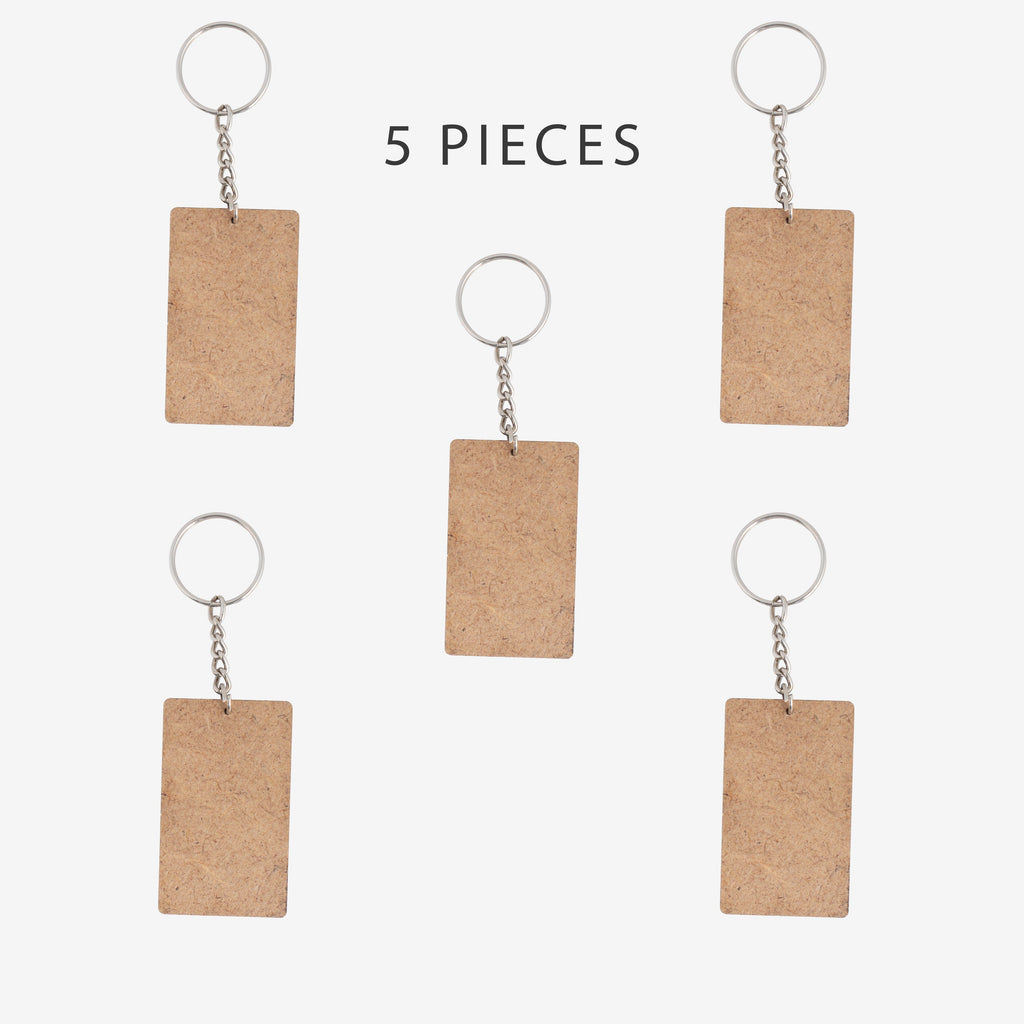 MDF Keychain Rectangle 3.7 X6.3cm 2mm Thick 5pc