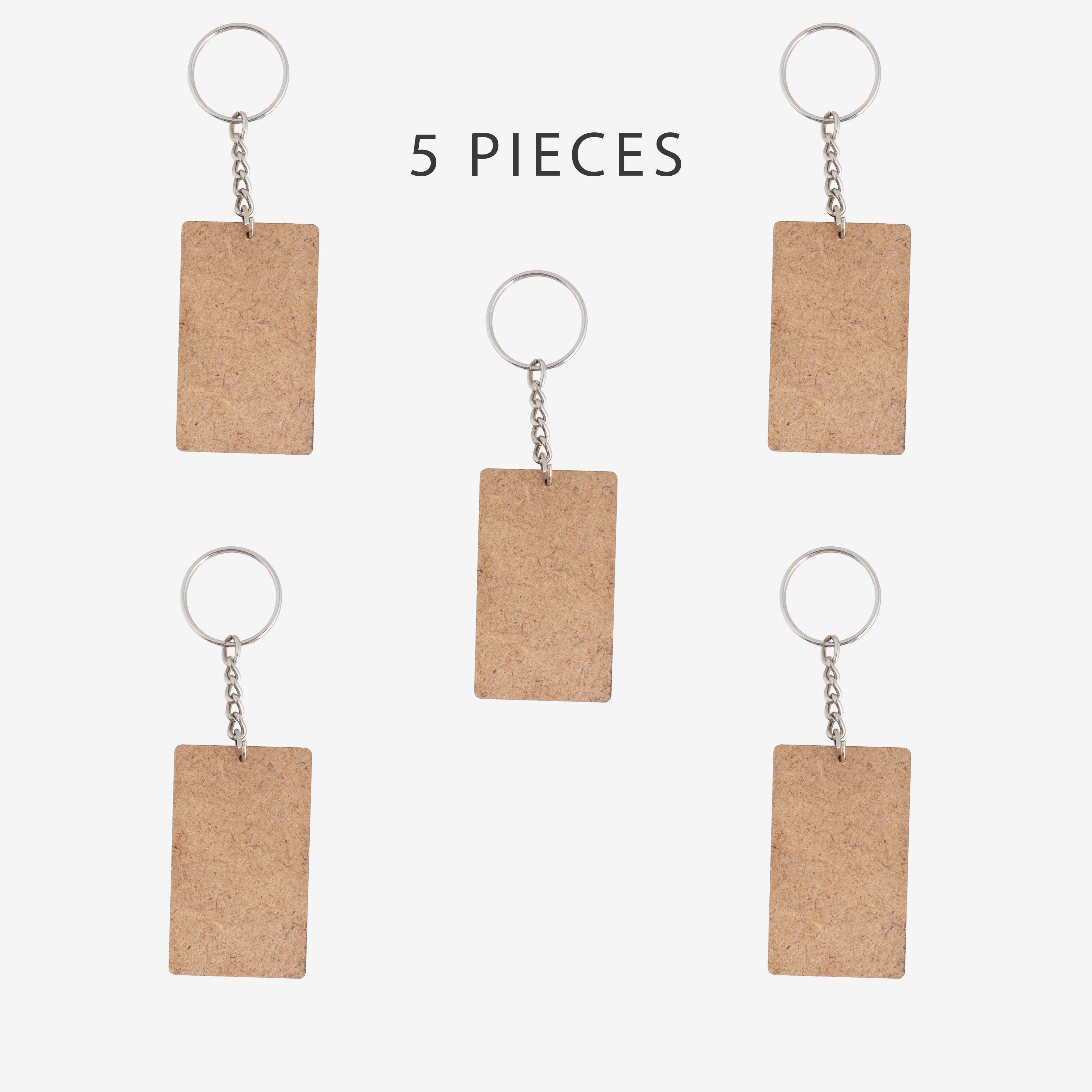 MDF Keychain Rectangle 3.7 X6.3cm 2mm Thick 5pc