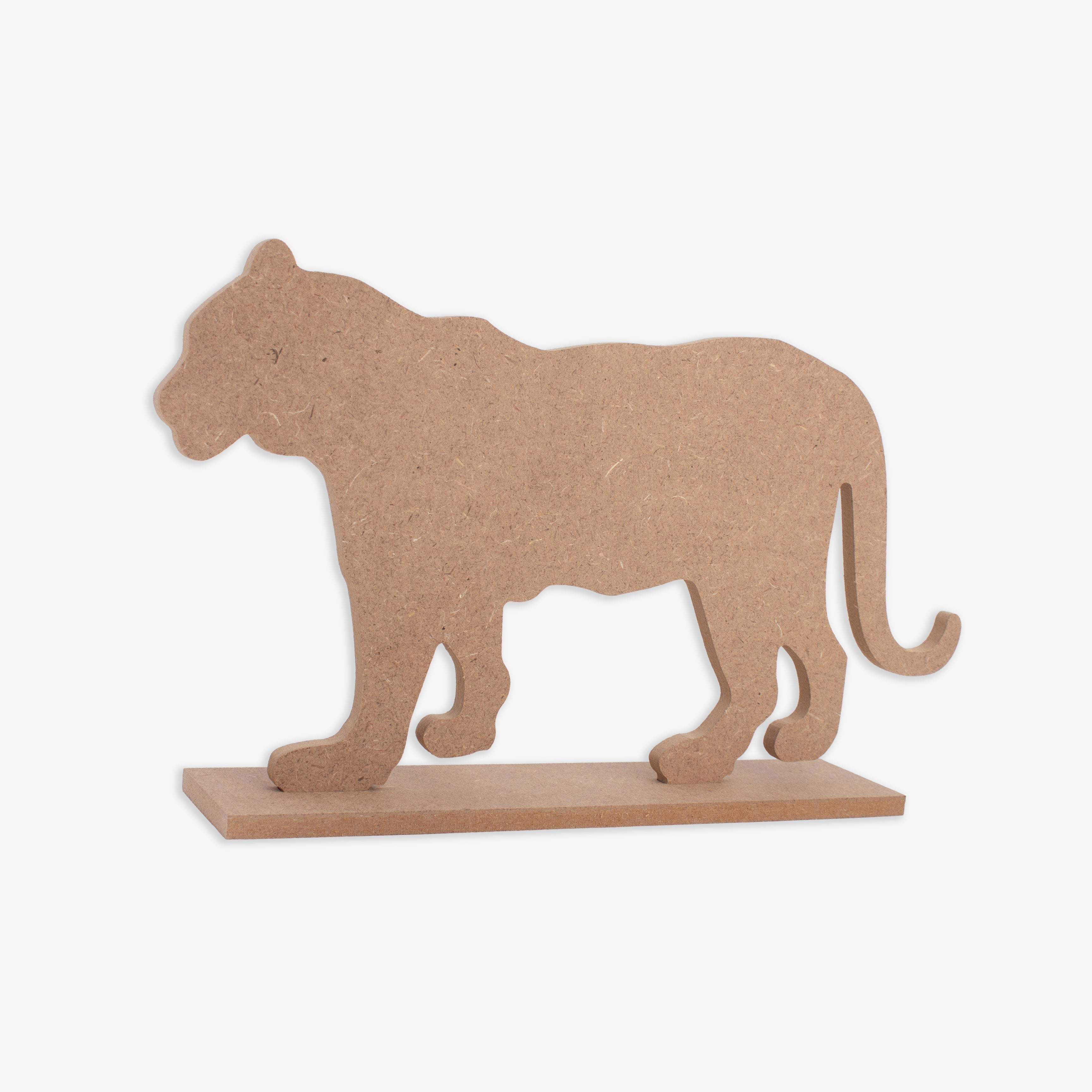 MDF Table Decor with Base Tiger W9 x H5.25inch Base 7.25 x 1.25inch 5.5mm Thick 1 pc