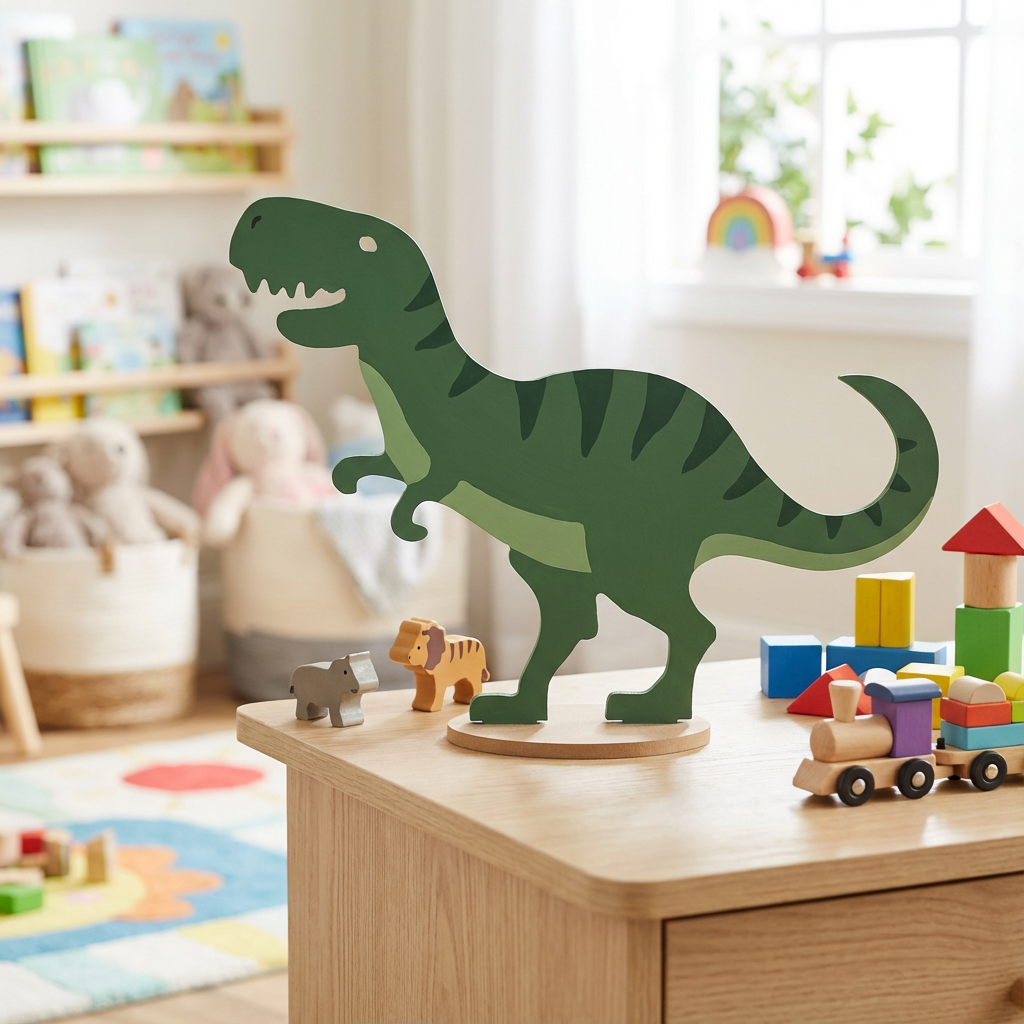 MDF Table Decor with Base Dinosaur W11 x H8.25inch Base 4inch Dia 5.5mm Thick 1 pc