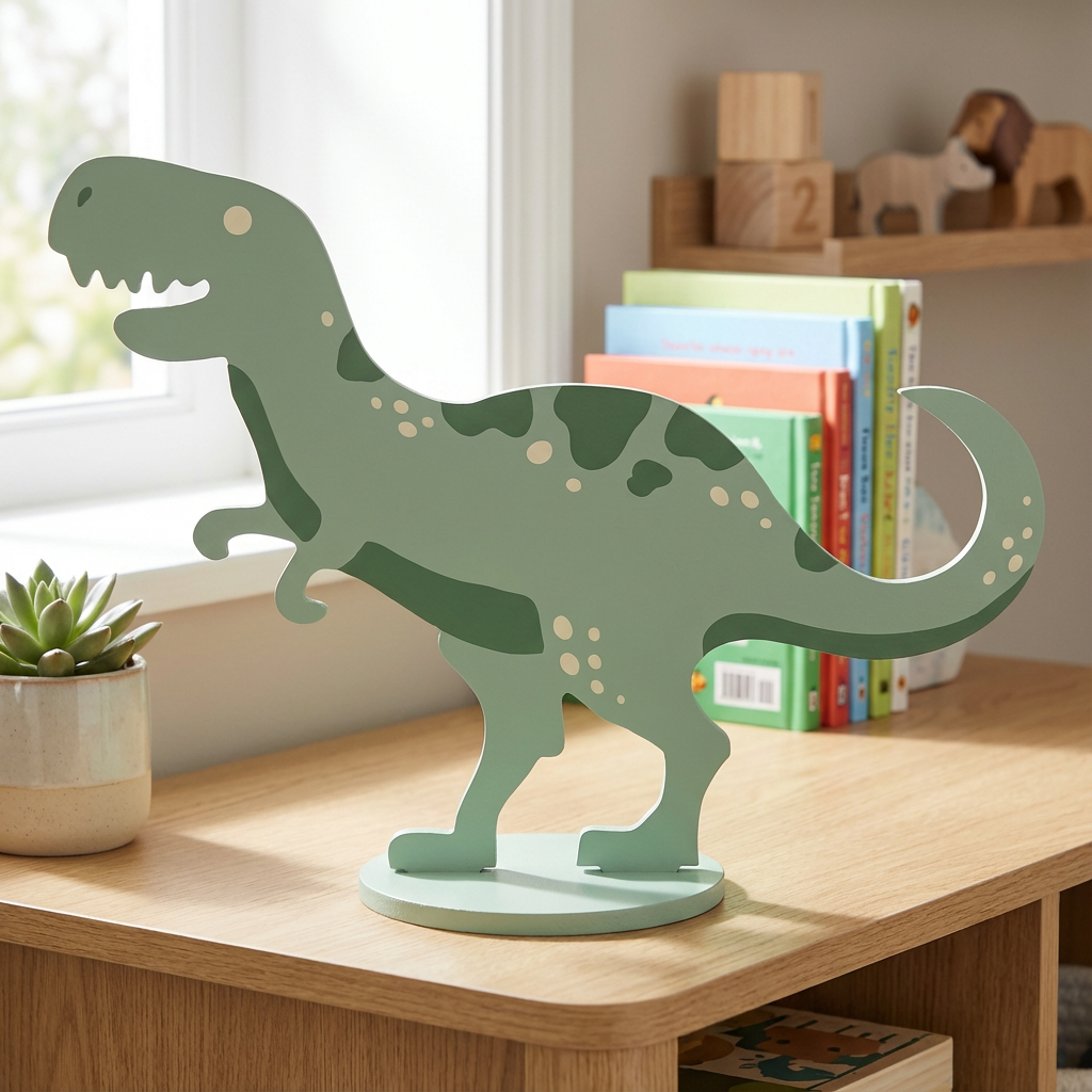 MDF Table Decor with Base Dinosaur W11 x H8.25inch Base 4inch Dia 5.5mm Thick 1 pc