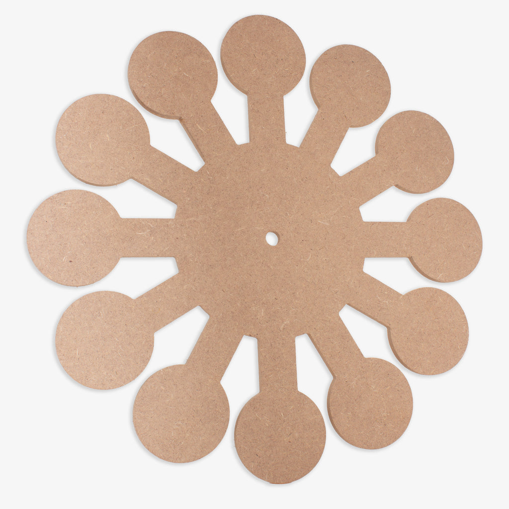MDF Clock Making Base Blossom 12inch Dia 5.5mm Thick 1 pc
