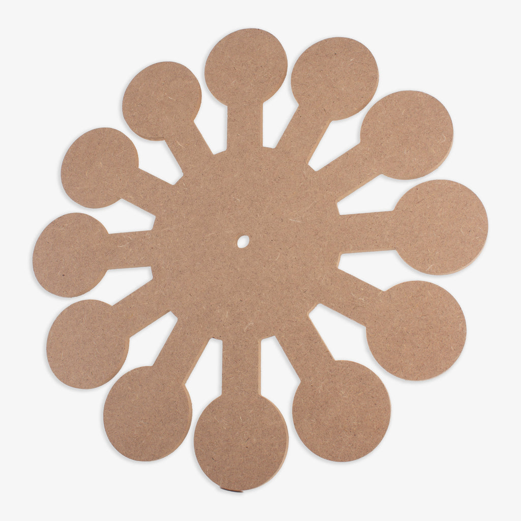 MDF Clock Making Base Blossom 12inch Dia 5.5mm Thick 1 pc