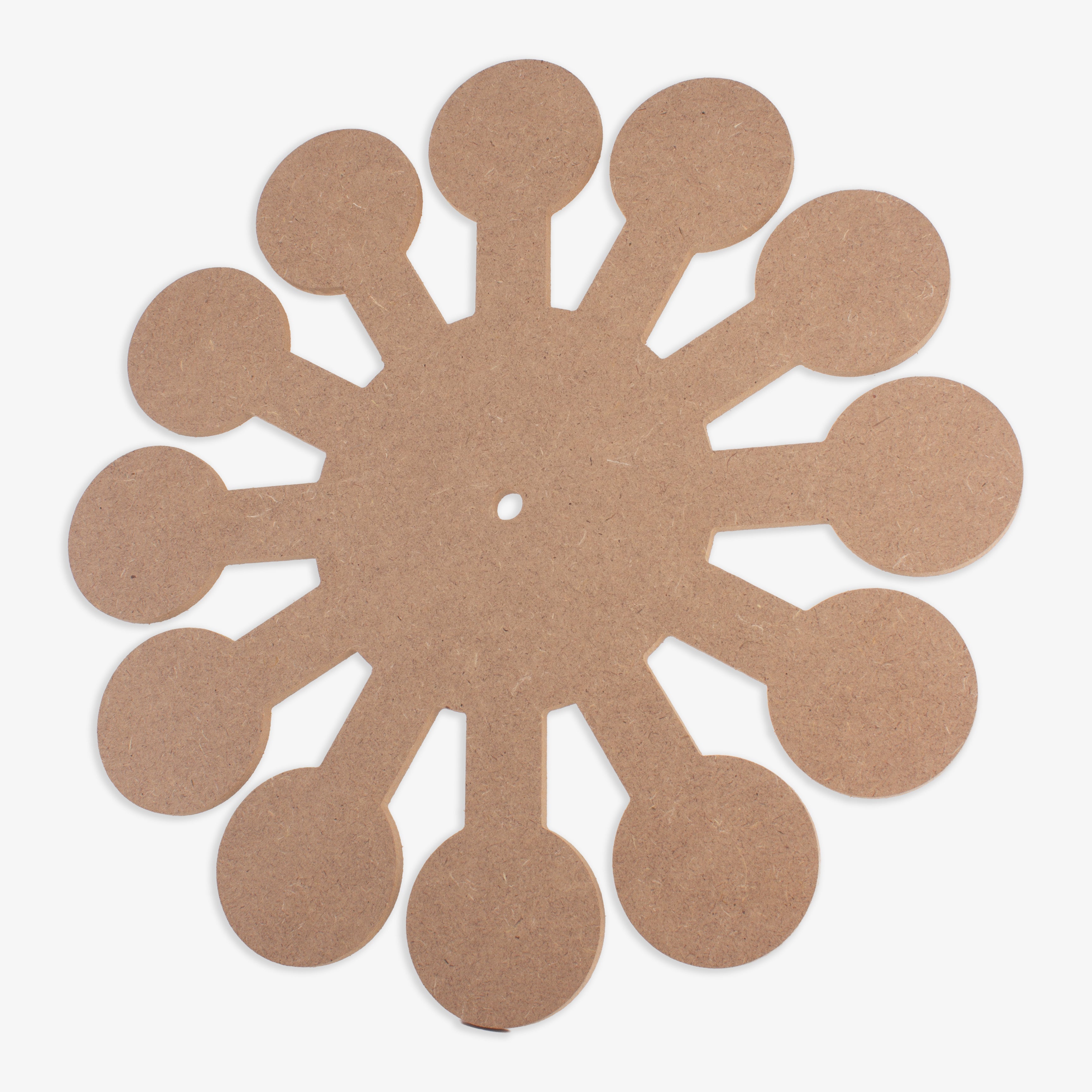 MDF Clock Making Base Blossom 12inch Dia 5.5mm Thick 1 pc