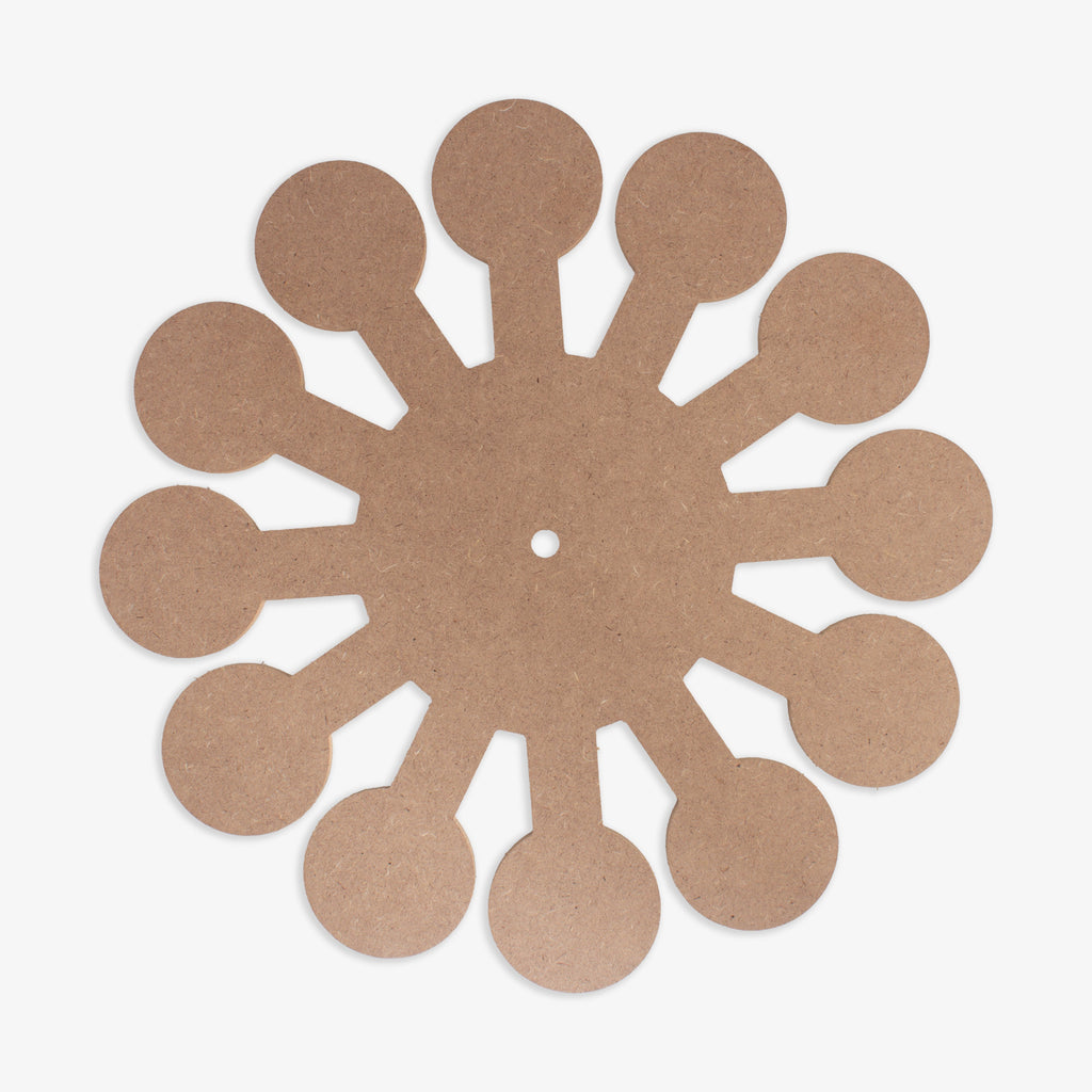 MDF Clock Making Base Blossom 12inch Dia 5.5mm Thick 1 pc