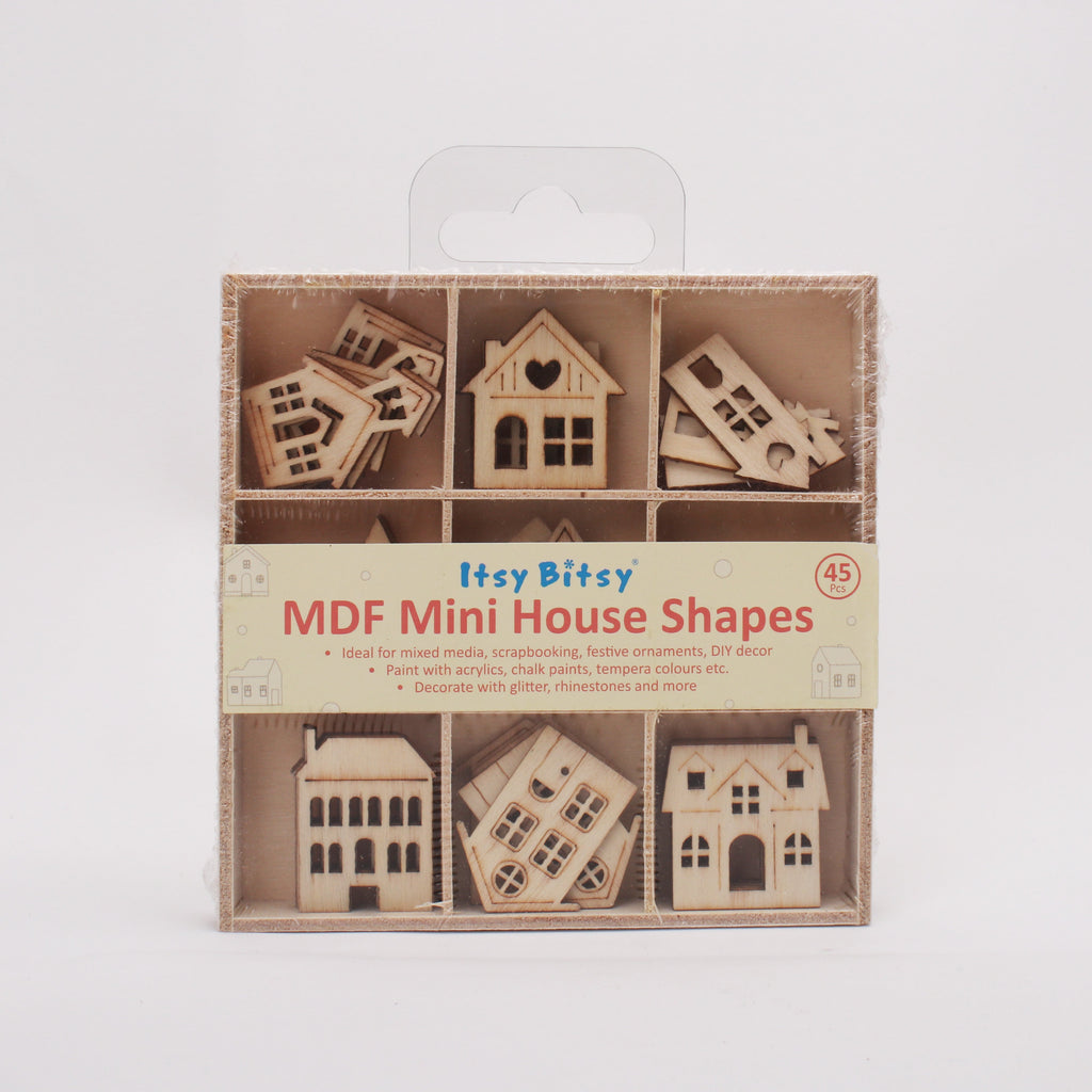 MDF Mini House Shapes 45pc