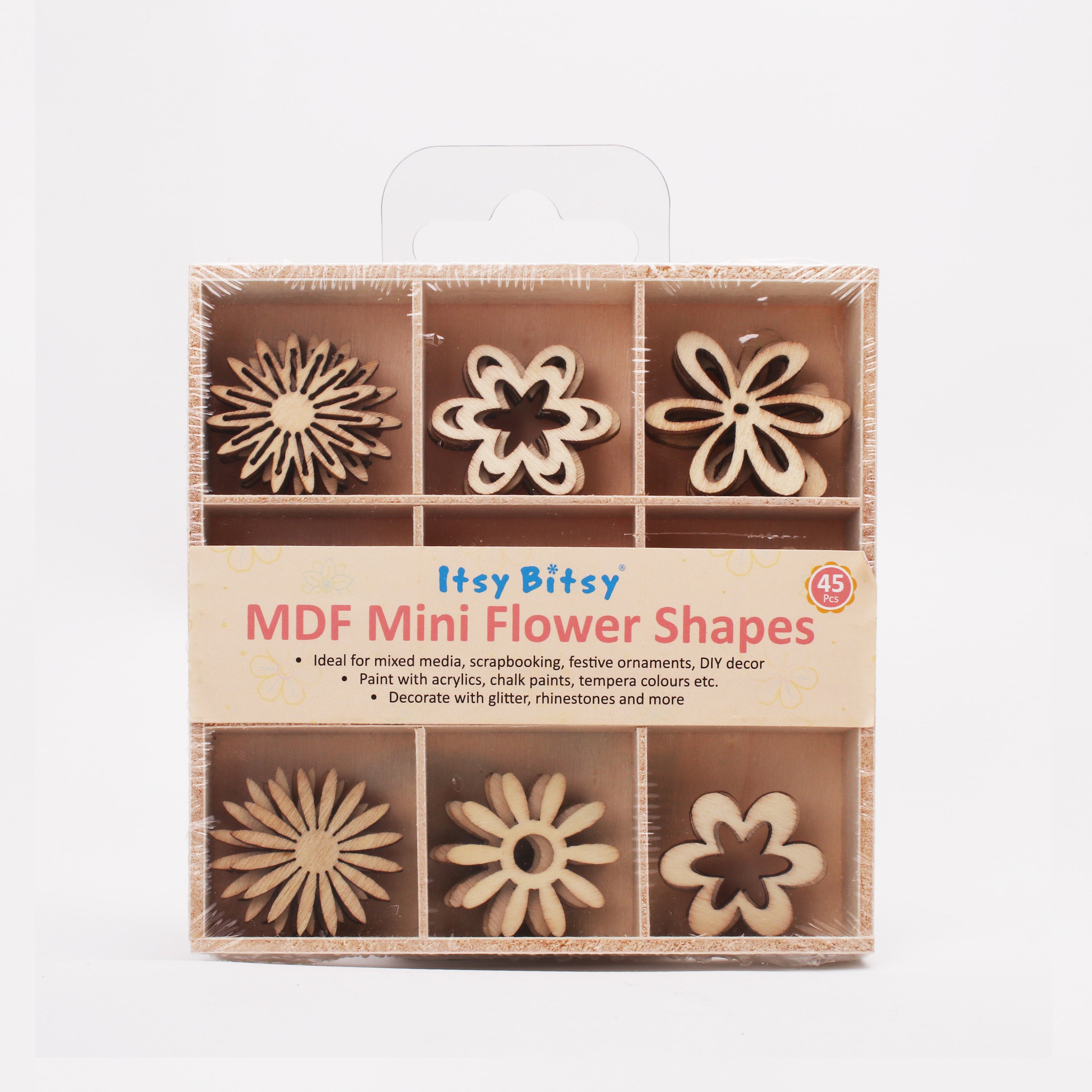 MDF Mini Flower Shapes 45pc