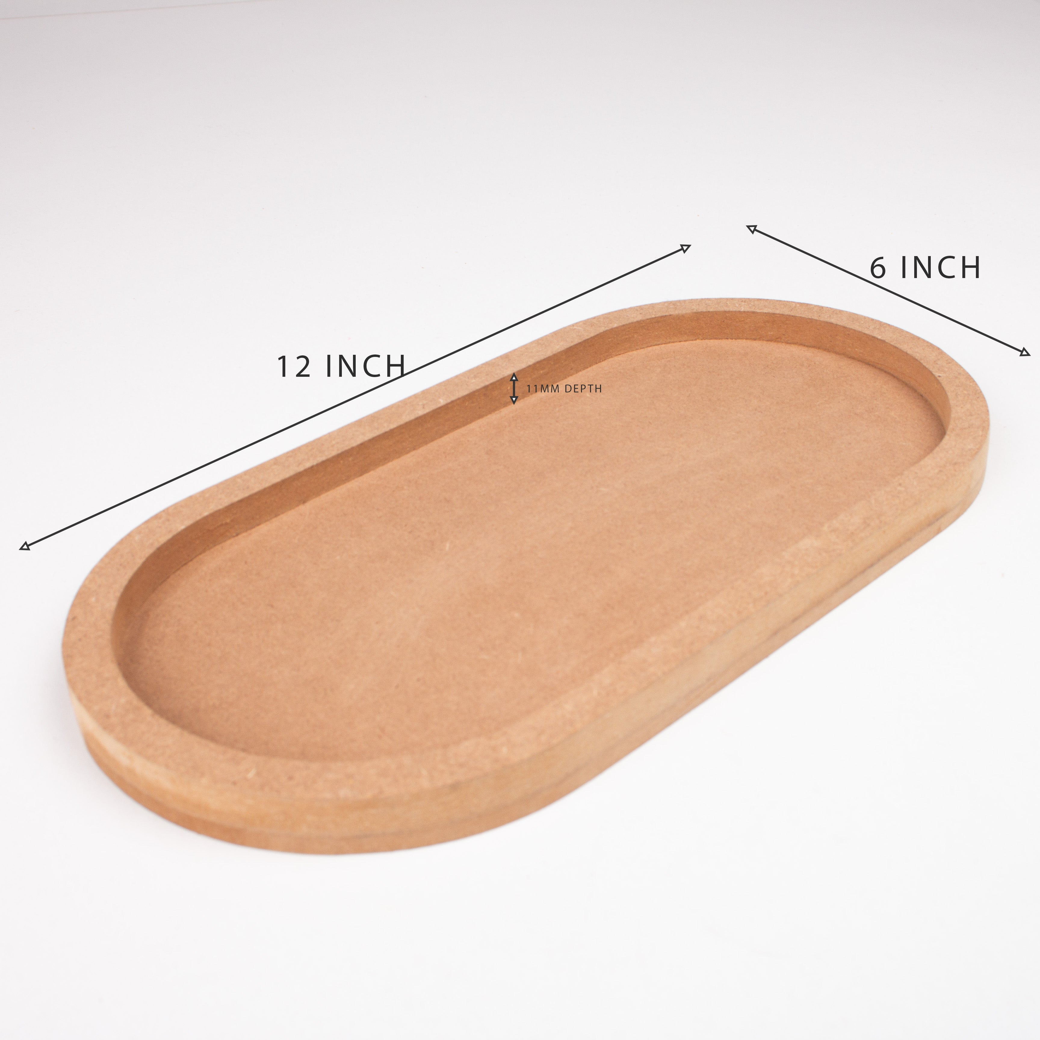 MDF Fillable Tray Oval / Oblong 12 x6inch 5.5mm Base + 11mm Depth 1 pc
