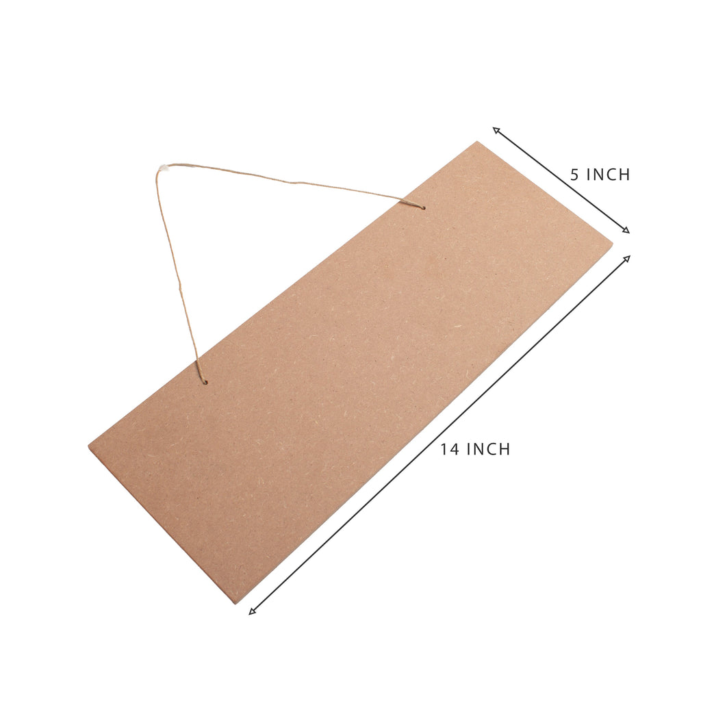 MDF Hanging Name Board With Jute Thread L14 x W5inch 5.5mm Thick 1pc