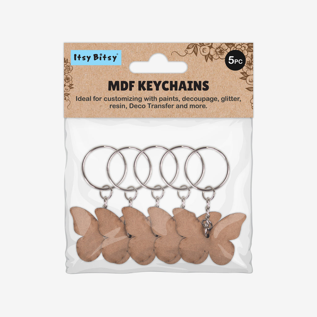 MDF Keychain Butterfly 5 X3.7cm 2mm Thick 5pc