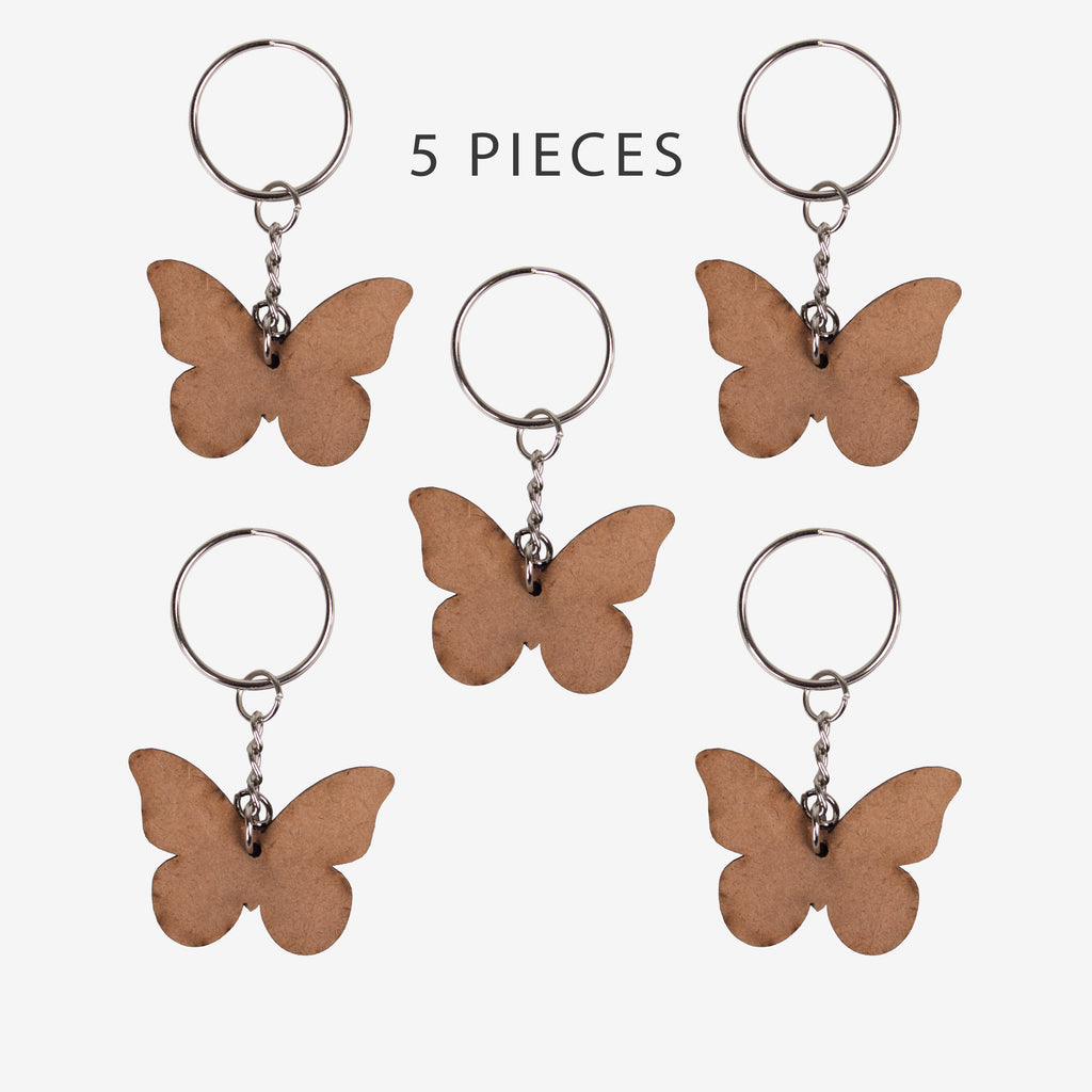 MDF Keychain Butterfly 5 X3.7cm 2mm Thick 5pc