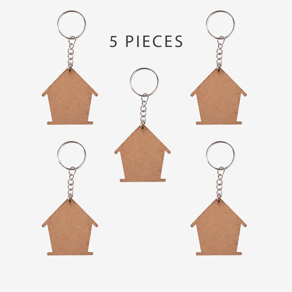 MDF Keychain House 4.8 X5cm 2mm Thick 5pc
