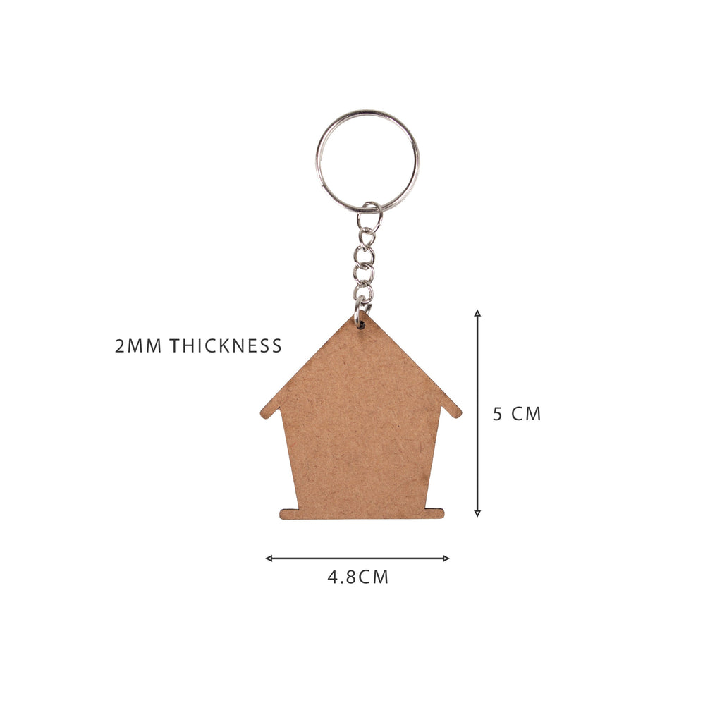 MDF Keychain House 4.8 X5cm 2mm Thick 5pc