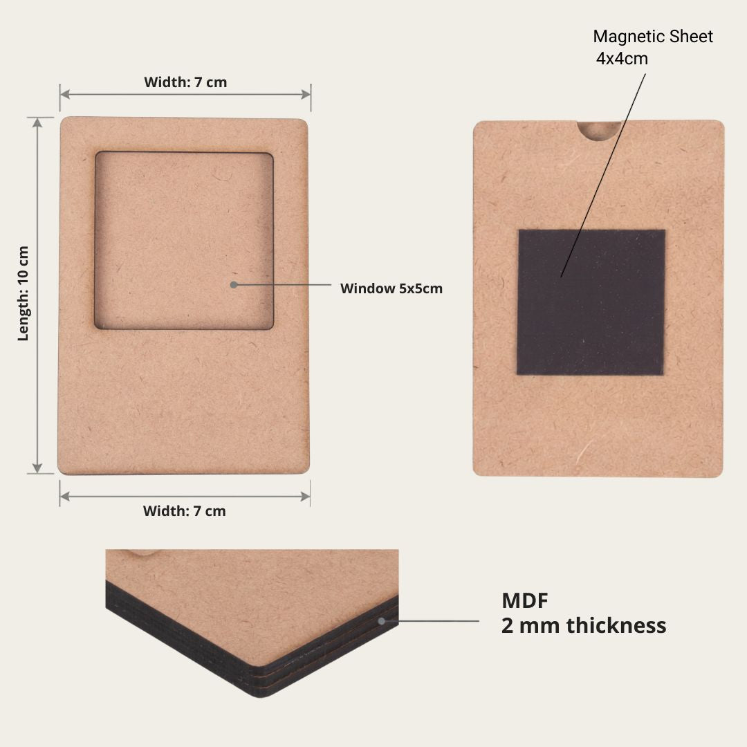 MDF Photo Frame With Magnet Rectangle 2.75 X 4inch 1pc
