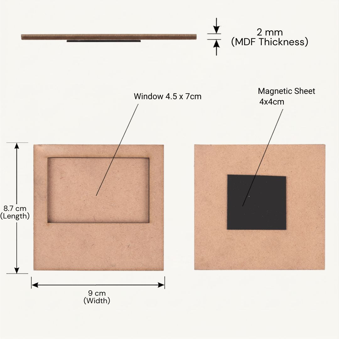 MDF Photo Frame With Magnet Rectangle 3.6 X 3.4inch 1pc