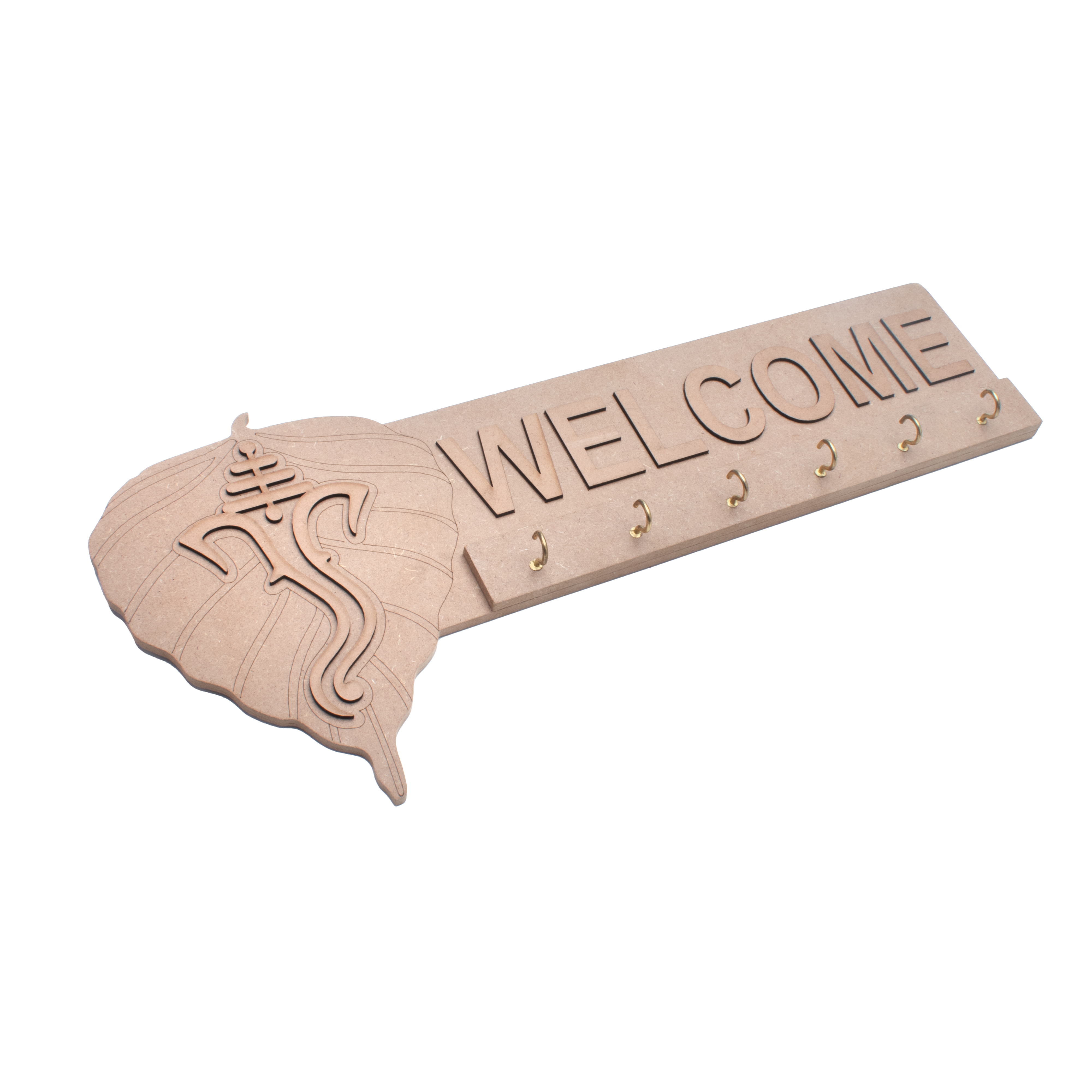MDF Key Holder Welcome Ganesha L17.08 X W7.6Inch 1pc