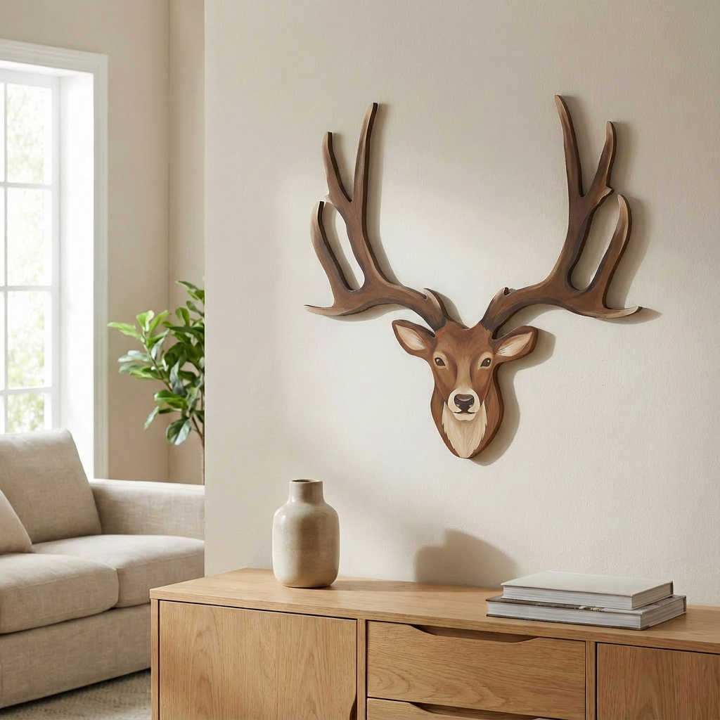 MDF Wall Hanging Reindeer Head W13 x H11.75inch 5.5mm Thick 1 pc