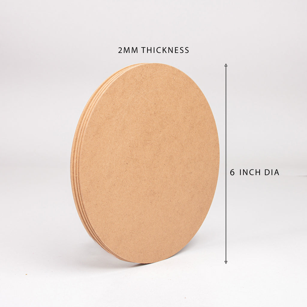 MDF Round 6inch Dia 2mm Thick 4pc