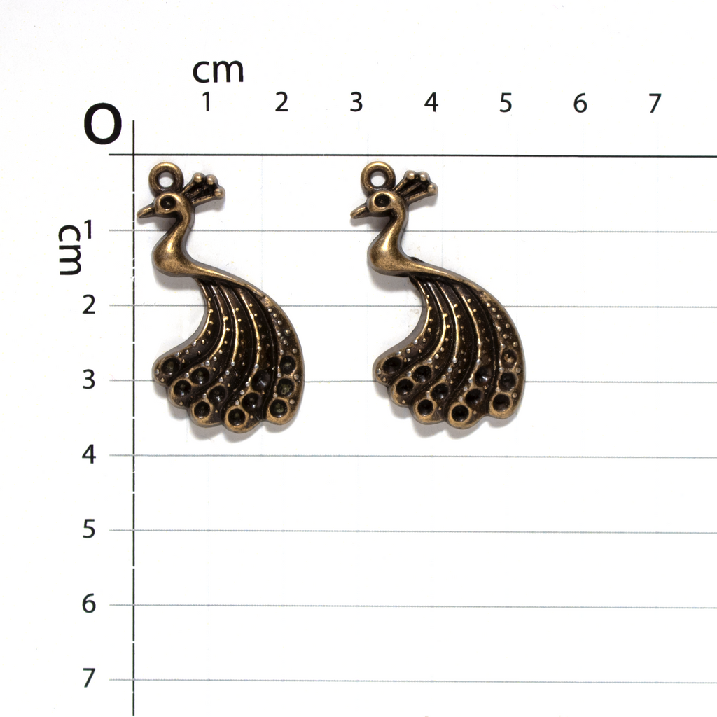 Metal Charms Peacock 2Pc Pbci Ib