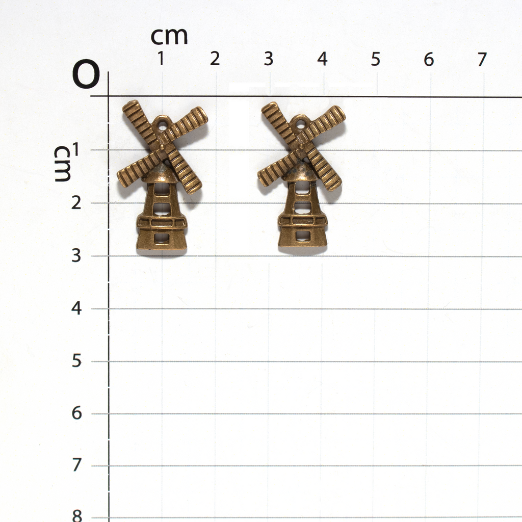 Metal Charms Windmills 2Pcs Pbci Ib
