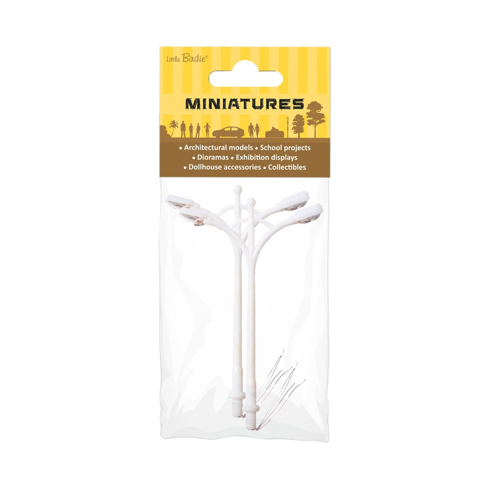 Miniature Illuminated Street Light Double Side 6V H65mm 2pc