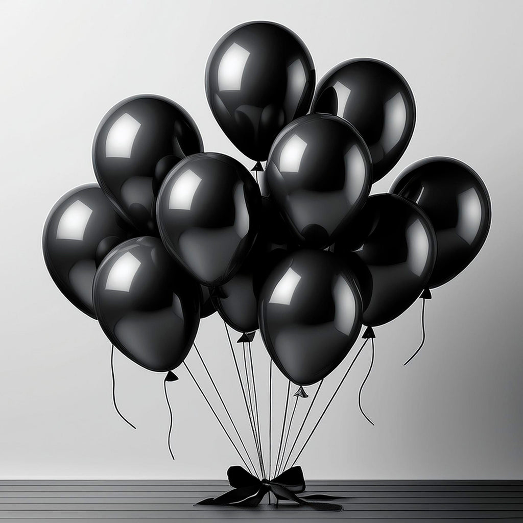 Metallic Balloons - Black (12'' inflated, Pack of 6)